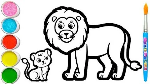 Lion Drawing, Painting and Coloring for Kids & Toddlers | Drawing Basics #219