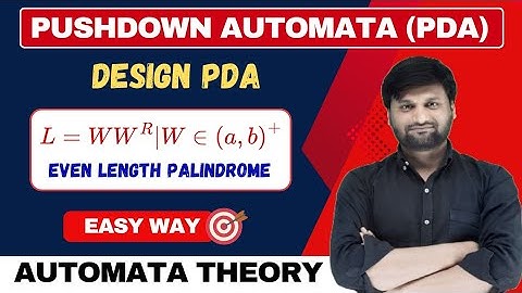 PDA for even length Palindrome |L = ww^r | Pushdown Automata | TOC | TAFL | FLAT