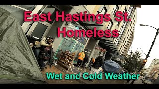 Homeless Tents at East Hastings St. Vancouver. Downtown Eastside.