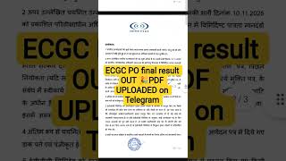 ECGC PO final result OUT 🎉 PDF is updated on my telegram channel | #ibps #ecgc #ecgcpo #ecgcpo2022