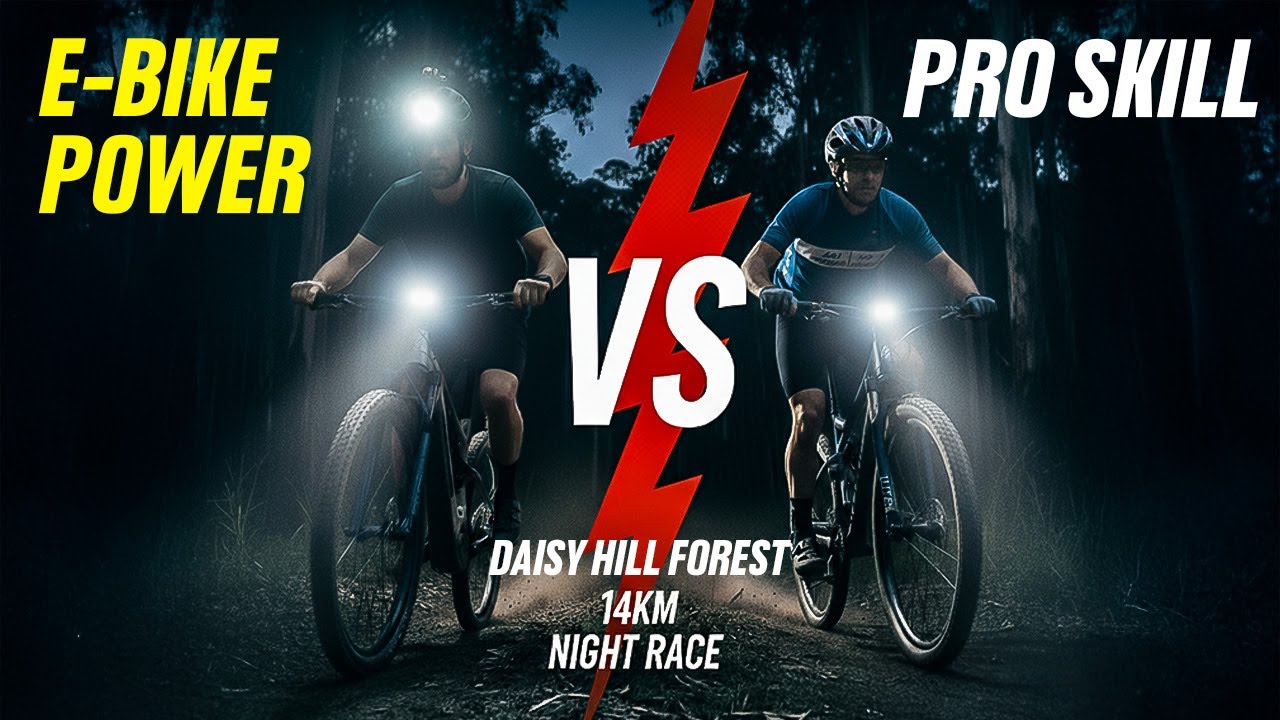 E-Bike vs Analog MTB PRO: NIGHT RACE! 💥 (Daisy Hill Forest Challenge ...