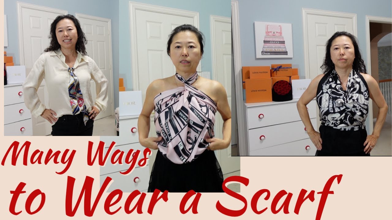 Many ways to wear a Chanel Scarf  DIY ready to wear outfit 