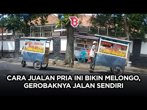Gerobak dikira jalan sendiri, cara jualan pedagang ini bikin publik melongo | TRENDING