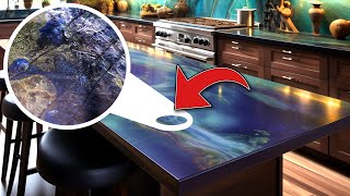 DIY Black & Blue Kitchen Countertops with Blue Ghost Epoxy!