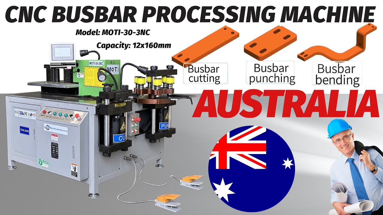 Australia's most popular busbar processing machine MOTI-30-3NC with cut punch and bend functions