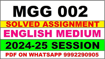 mgg 2 solved assignment 2024-25 | mgg 2 solved assignment in english 2025 | mgg 2 2024-25