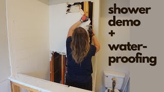 SHOWER DEMO &amp; WATERPROOFING | Main Bathroom Makeover pt 4