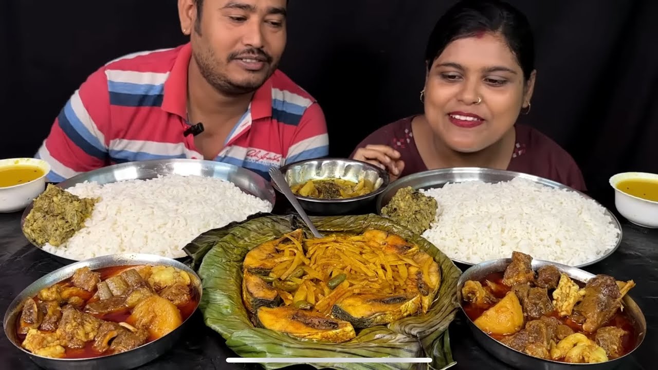 mutton vs ilish eating challenge bengali thali
