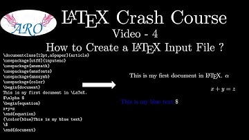 LaTeX Crash Course in Tamil : How to Preparer a LaTeX Input File ? Preparing LaTeX article: #ARO