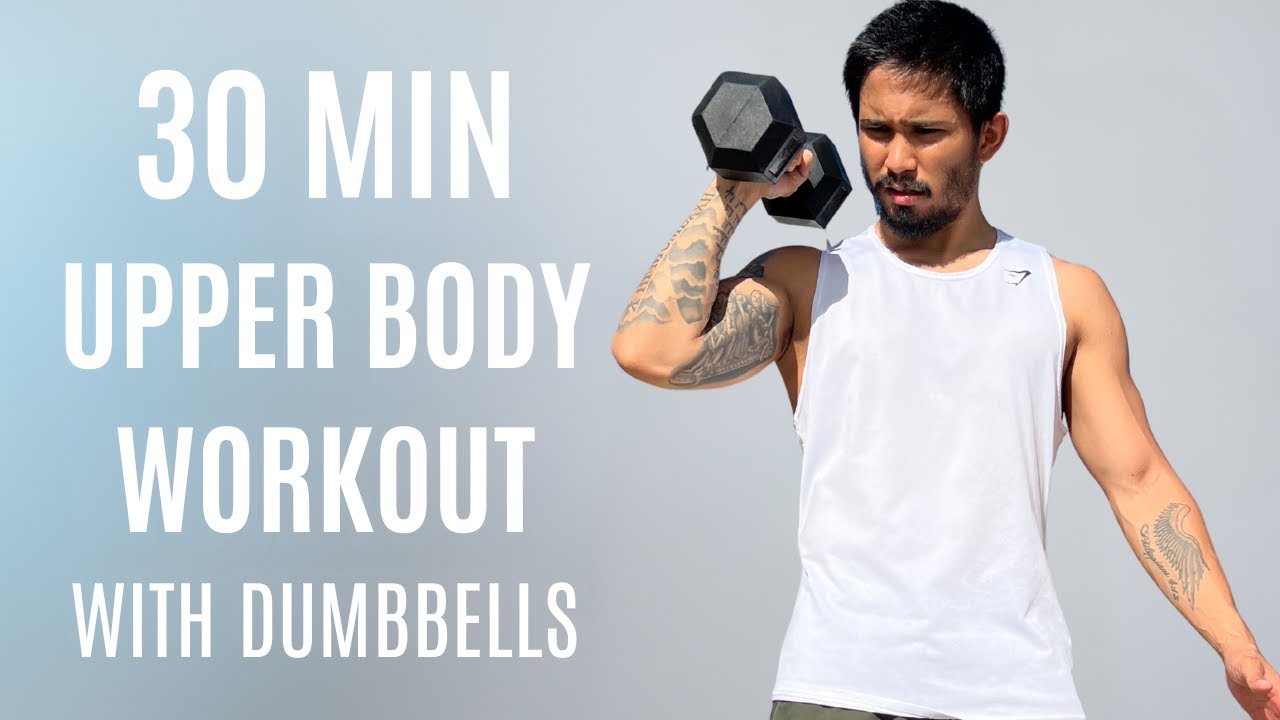30 Min UPPER BODY DUMBBELL WORKOUT - ALL STANDING - Strength Training ...