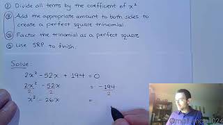 Completing the Square - Part 2