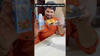 How to open Amul fresh cream packet in correct way #shorts #cream #amul #trending