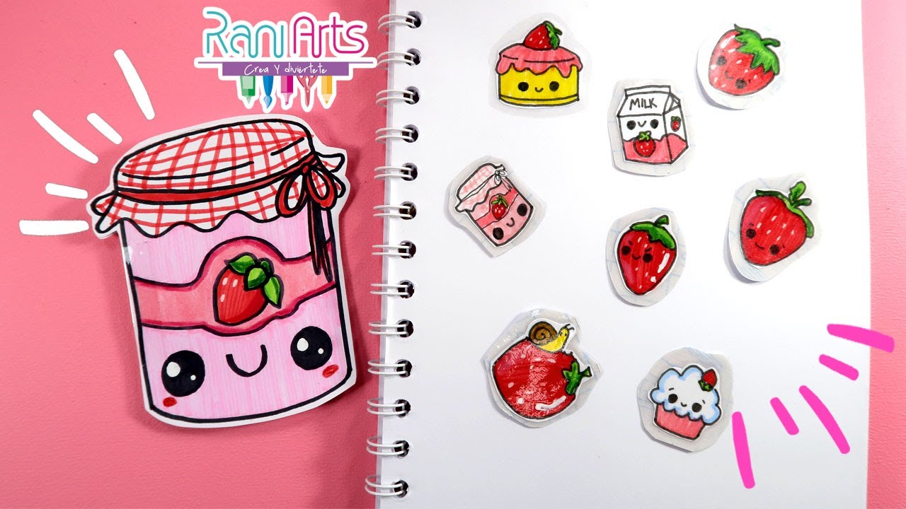 Haz tu propia papelería STICKERS de fresas FÁCILES - DIY - Strawberry stickers