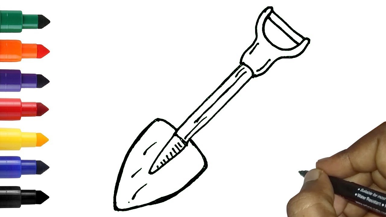 How To Draw Shovel Easy Gardening Tools Drawing For Kids