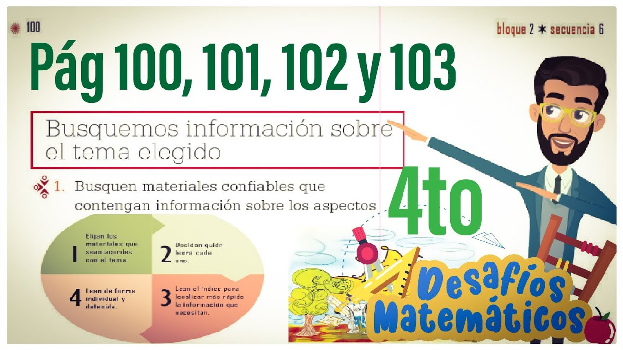 Español 4 grado páginas 100, 101, 102 y 103 del libro de lengua materna
