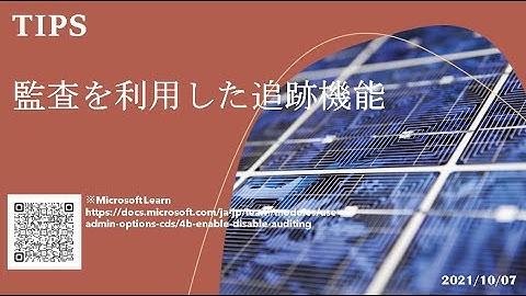 Power Apps モデル駆動型アプリ - [TIPS] 監査を利用した追跡機能