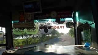 Crazy Busdriver In Cambodia - 120 Kmh Through Small Villages Part 2 Hd