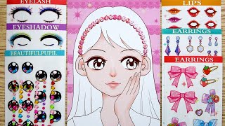 [ASMR Play] 프리티걸 색칠 메이크업북 악세사리 스티커 꾸미기  | Pretty Girls Coloring MakeUp Book Accessories Stickers