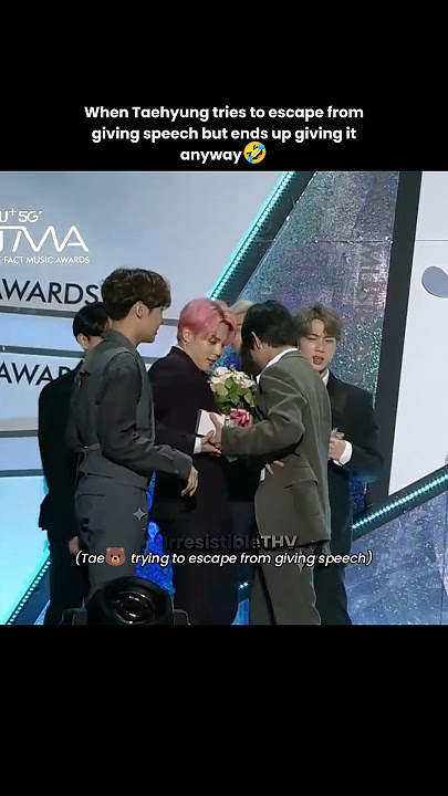Tae tries to escape from giving speech but ends up giving it anyway🤣 | Taehyung at the TMA 2019 #v