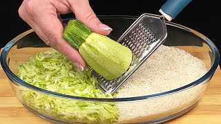 The most delicious recipe for zucchini with rice!🔝 I cook it every three days! Dinner in 10 minutes