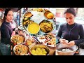 Hardworking beautiful girl selling nonveg lunch thali  street food of kolkata  india