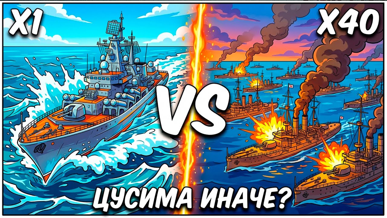 ЧТО ЕСЛИ Атомный крейсер «Пётр Великий» всплывет посреди ЦУСИМСКОГО сражения 1905? Японский флот уни