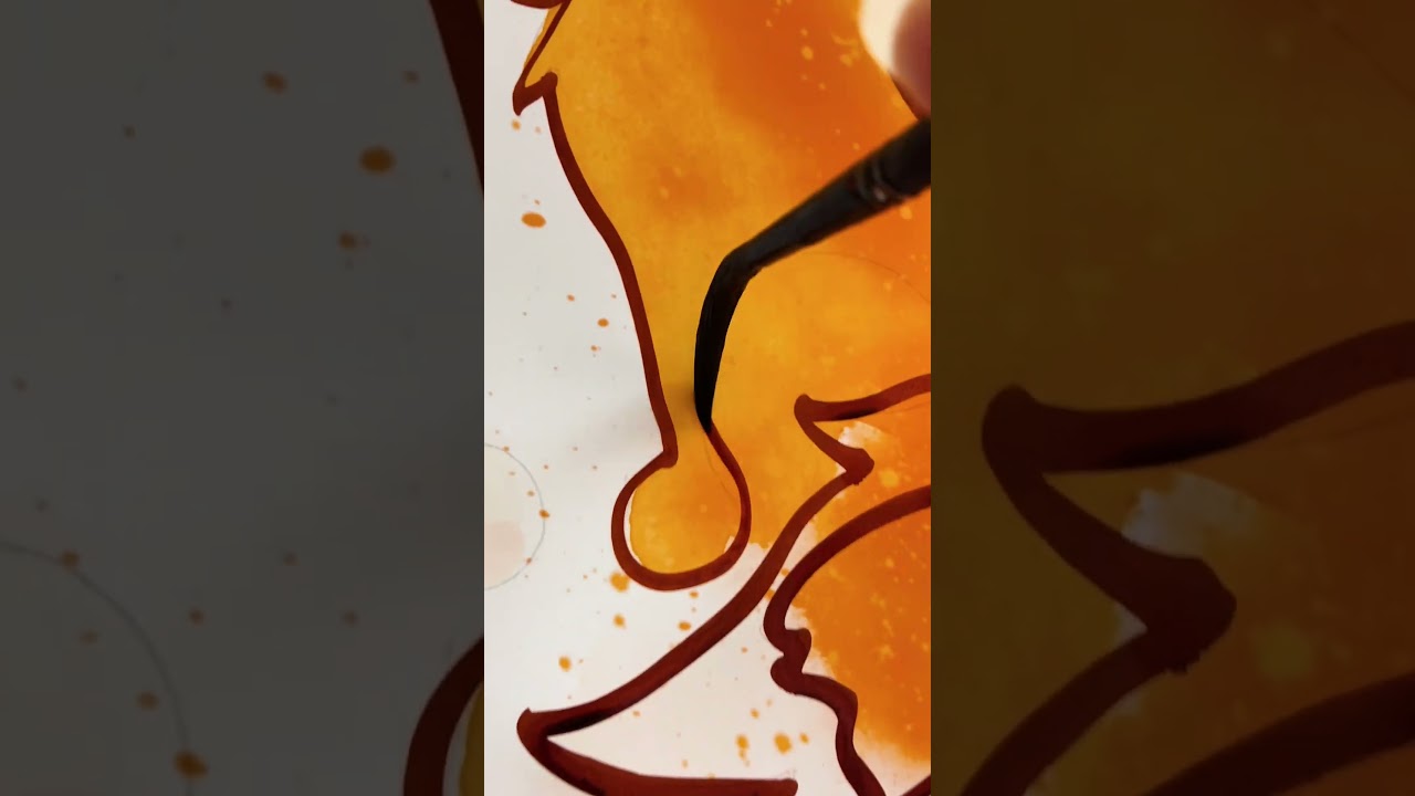 Painting The Fox and The Hound in one single line of brown ink (sort of)