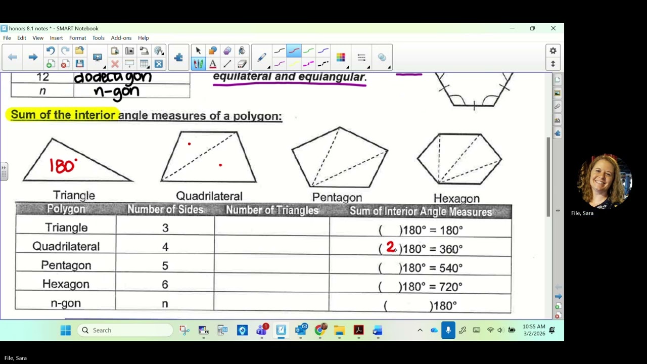 honors geometry - 8.1 notes - interior and exterior angles of polygons, part 1