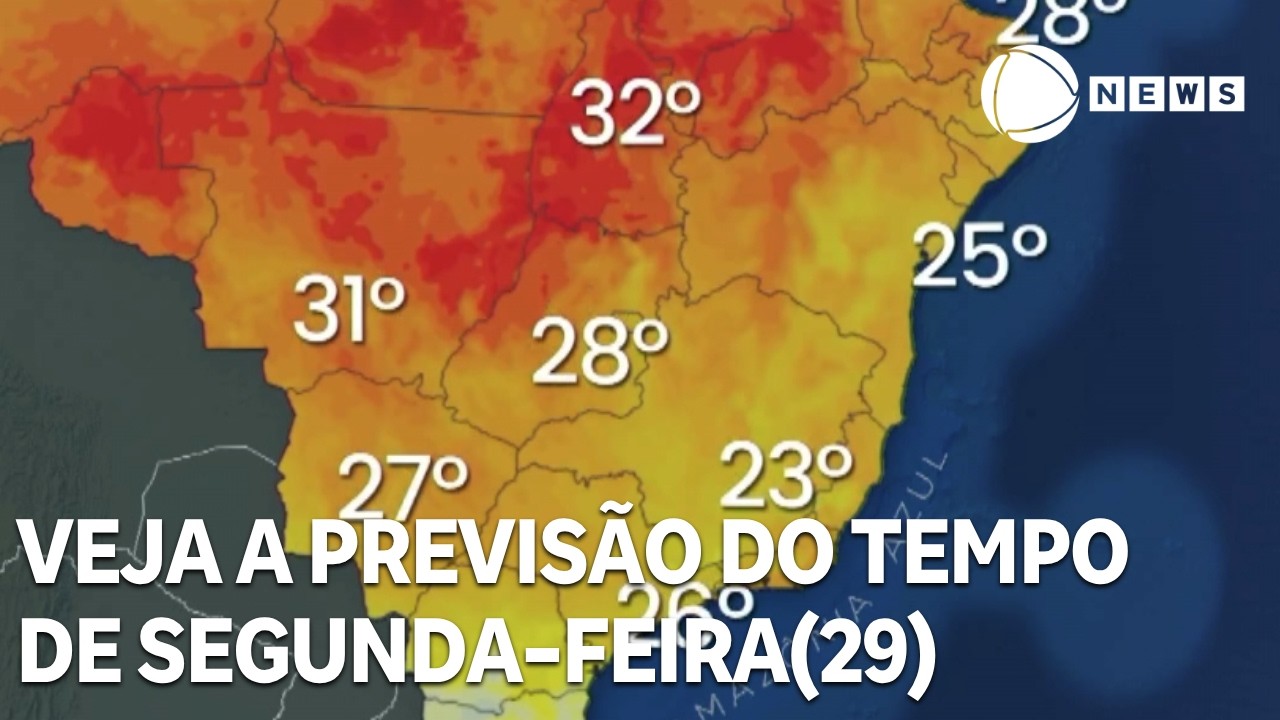 Confira a previsão do tempo para todo o país na segunda-feira (29)