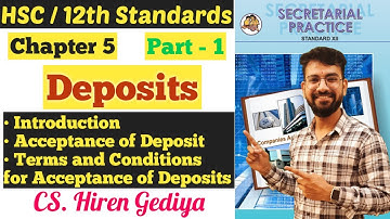 SP || Deposits || Chapter 5 | Introduction | Acceptance of Deposit | Class 12th