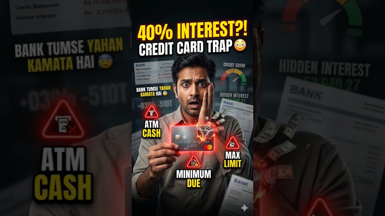 Credit Card Ki 3 Galtiyan: 40% Interest Trap! 🚨💸 #financialliteracy #financeindia #finance #business