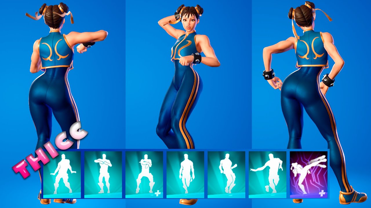 FORTNITE CHUN-LI SHOWCASED WITH BEST DANCES & EMOTES - YouTube