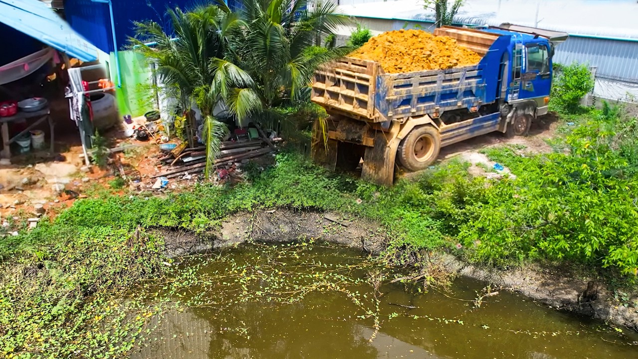 First Opening​ Amazing Project!! Landfill Delete Deep Pond In Backyard By Dozer Pushing Rock Soil