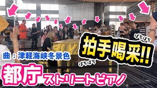 【都庁ピアノ】「津軽海峡冬景色」弾いたらおば様、外国の方みんなに大好評だった件！【ストリートピアノ】