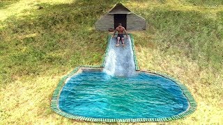 Build the beautiful Cliff Slide  swimming pool