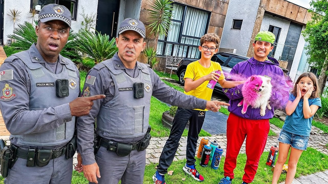 os MENINOS da ESCOLA pintou nosso CACHORRINHO e os vizinhos chamaram a POL……