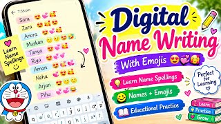  Digital Name Writing with Emojis ✨ | Name Spelling Practice #educational #namewriting