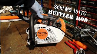 STIHL MS 151 TC Chainsaw MUFFLER MOD using Hand Files