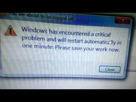 Windows Has Encountered Critical Problem And Will Restart