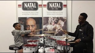 Natal Drums Siamese kit montage from London Drum Show 2017