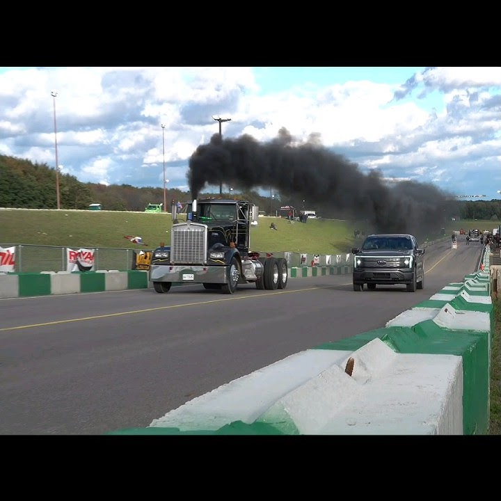 Kenworth vs Electric Ford Lightning Uphill Drag Race