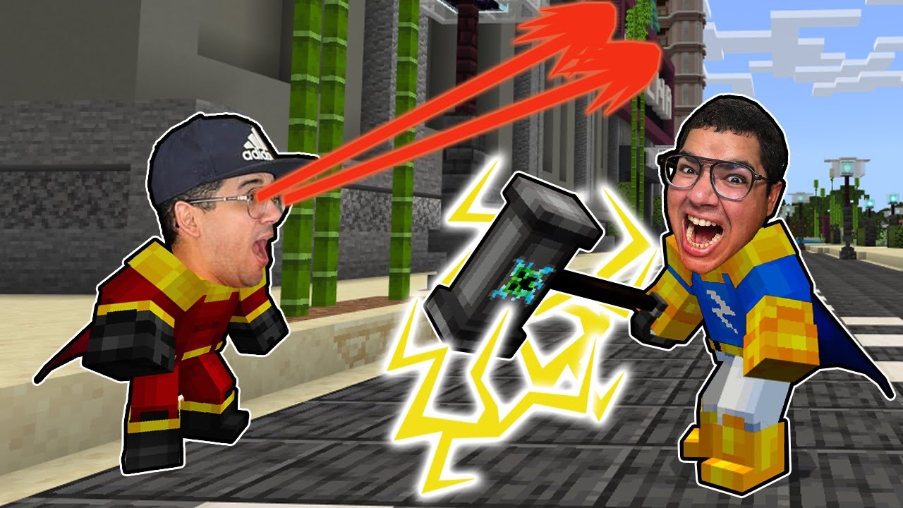 VIRAMOS SUPER-HERÓIS POR UM DIA NO MINECRAFT!