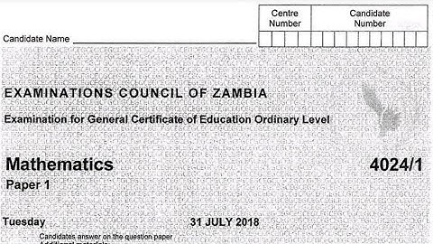 Maths paper 1 GCE 2018