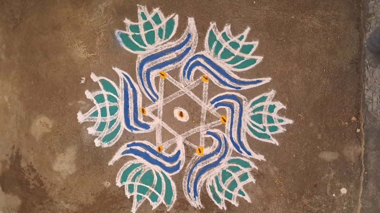 simple kolam/ kolam/ easy kolam/ free hand kolam/ muggu/ rangoli ...