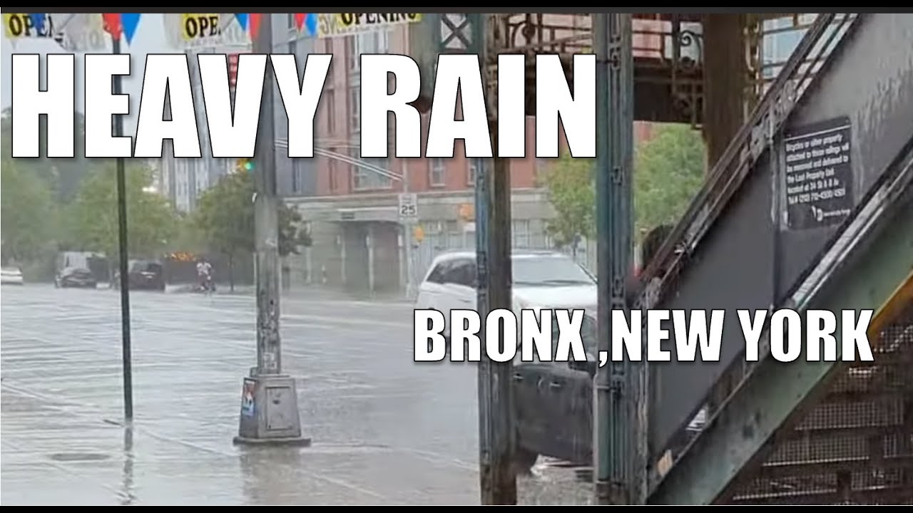 Heavy Rain & Thunderstorm in The Bronx NYC - YouTube