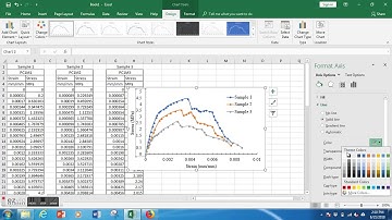 Stress strain curve in excel 2016 with error graph