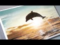 Acrylic Painting Tutorial | How to Paint Dolphin in Dazzling Sunset / 눈부신 노을과 돌고래 풍경화