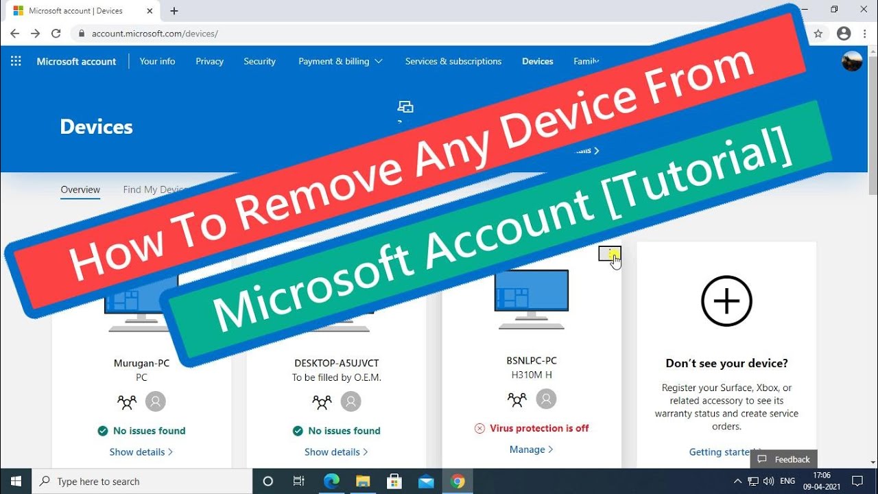 Remove Windows 10 Device from Microsoft Store Account