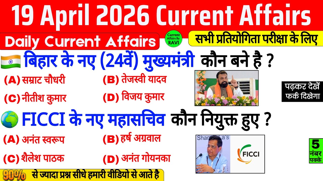 19 April 2026 Current Affairs | Current Affairs Today | Current GK SSC ...