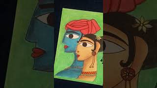Radhakrishna Painting 🎨 || Beautiful Indian Folk Painting || #art #shorts #viral
